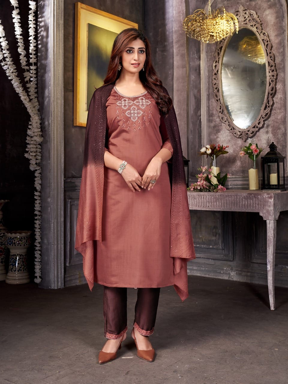 Divine Wear 4 Fancy Festive Wear Designer Roman Silk Salwar Sui Collection